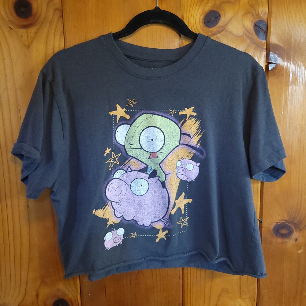Nickelodeon Large Black Cotton Short Sleeve T-Shirt Cartoon Graphic y2k goth vtg